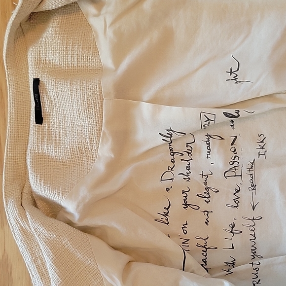 IKKS -Womens cream coloured short jacket with diagonal front zipper - Picture 4 of 8